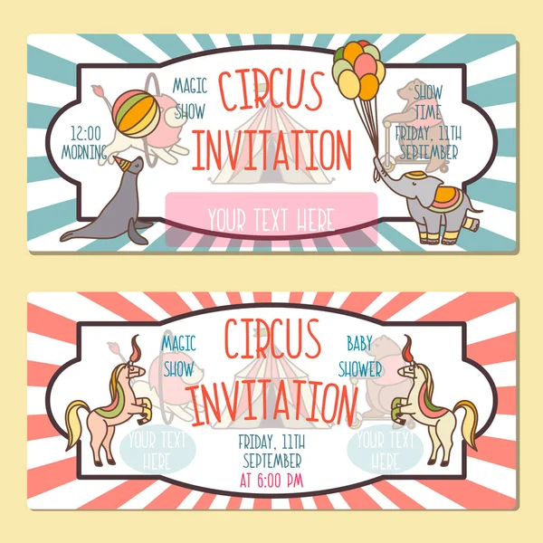 Invitation au spectacle de cirque. Vecteur . — Image vectorielle