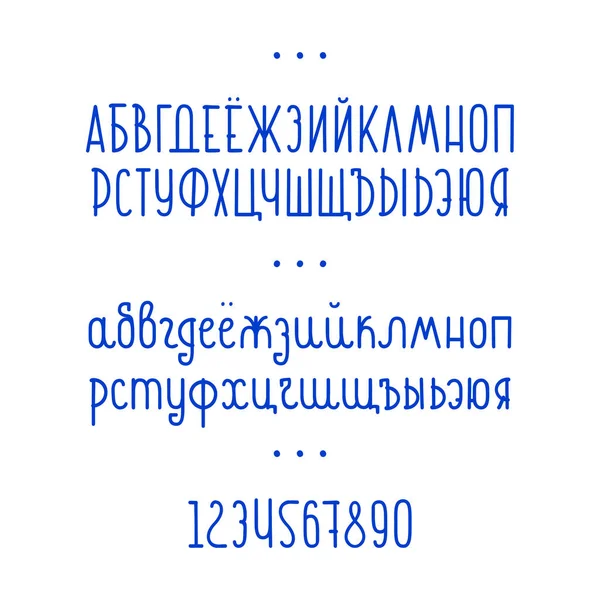 Lettres et chiffres alphabétiques cyrilliques. Vecteur . — Image vectorielle