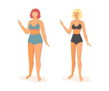 Yağlı ve ince kadın. Vektör.