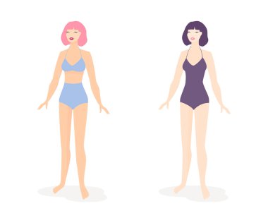 Yağlı ve ince kadın. Vektör.