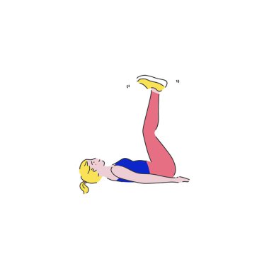 Girl training. Isolated vector line art illustration.