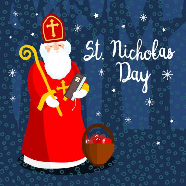 Saint Nicholas gece, vektör tebrik kartı
