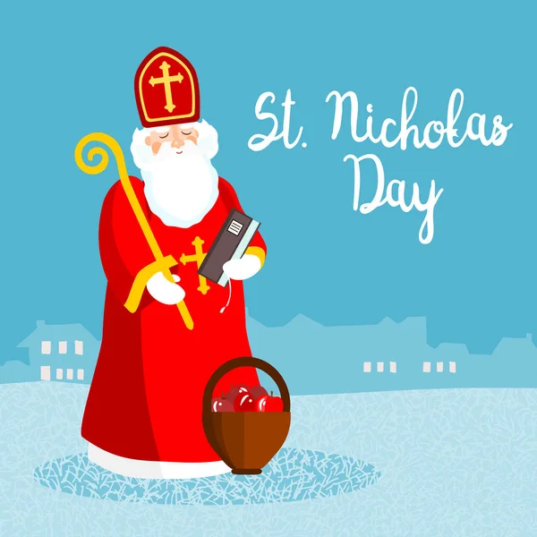 Sint Nicolaas, vector wenskaart — Stockvector