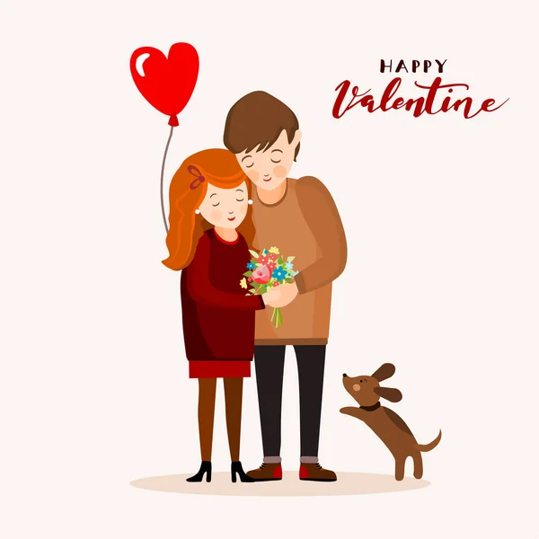 Pareja con un perro — Vector de stock