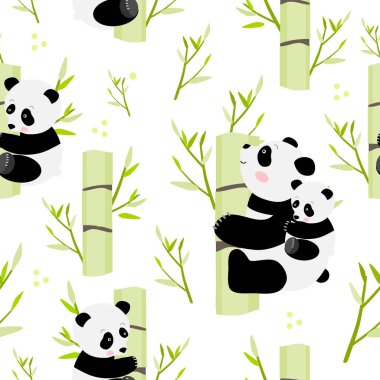 Pandalar seamless modeli, vektör çizim