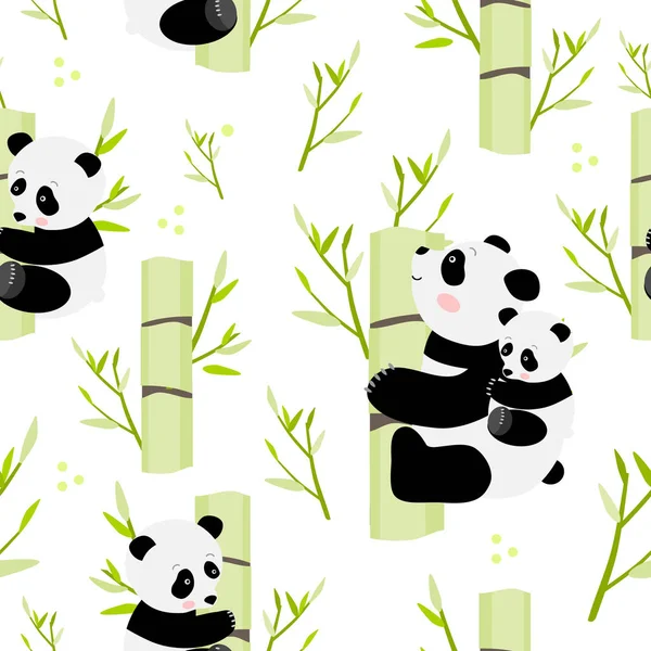 Pandas padrão sem costura, ilustração vetorial — Vetor de Stock