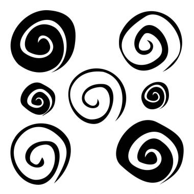 Rastgele eğri spiral şekiller kümesi