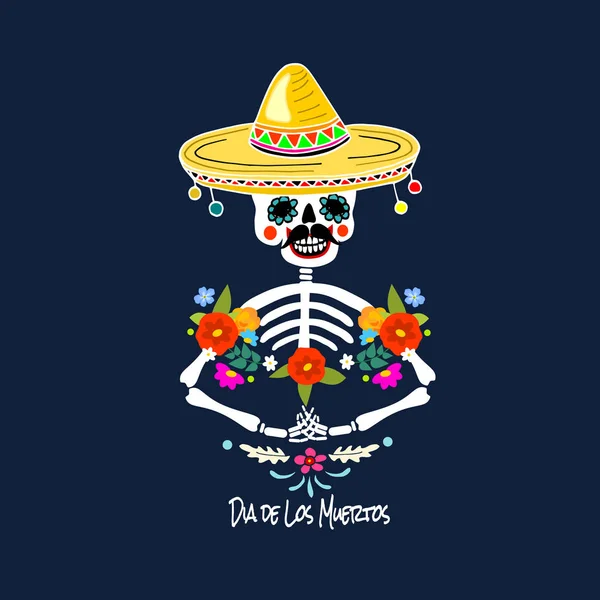 Mexicano Dia de los Muertos (Dia dos Mortos) esqueleto homem —  Vetores de Stock