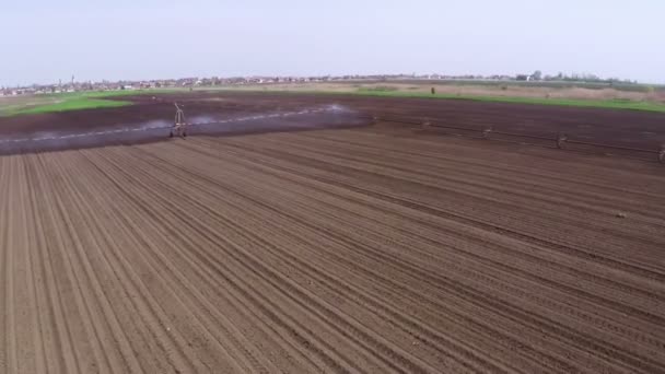 Vue Aérienne Irrigation Des Champs Printemps — Video