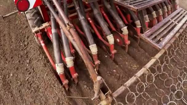 Primo Piano Del Campo Durante Coltivazione Della Terra — Video Stock