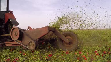 yeşil alan, Kırmızı Traktör veya arazi tarım makine çalışma