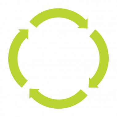 Ecologycal düz yeşil geri dönüşüm Eko işareti üzerinde beyaz backgro izole