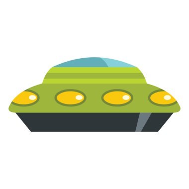 Beyaz arka plan üzerinde izole düz çizgi film uzay ufo nesne