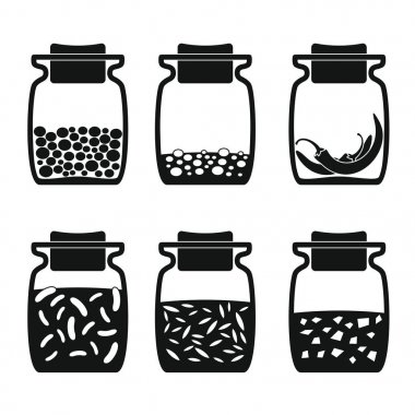 Baharat beyaz arka plan üzerinde izole siyah basit tarzı ayarla