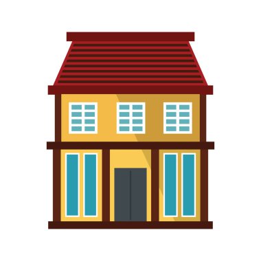 Özel konut yazlık ev düz simgesi