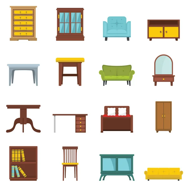 Ställa in platta tecknad möbler till kontor och hus — Stock vektor