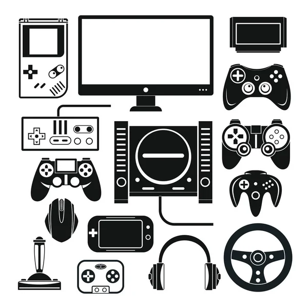 Computer, digital video online game console, game tools vector s — Stock Vector