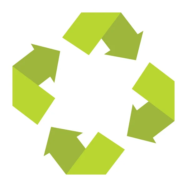 Ökologisches flaches grünes Recycling-Öko-Schild isoliert auf weißem Hintergrund — Stockvektor