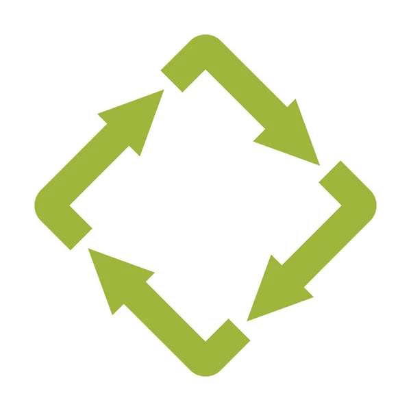Ecologycal verde plano reciclar eco signo aislado en el fondo blanco — Archivo Imágenes Vectoriales