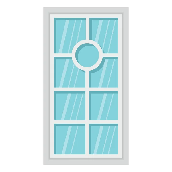 Ikon jendela arsitektur datar diisolasi pada latar belakang putih - Stok Vektor