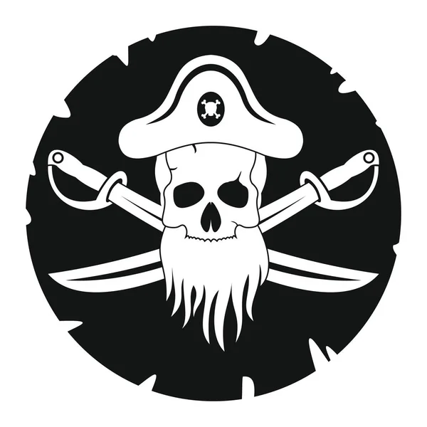 Ilustración pirata en estilo simlpe negro — Vector de stock