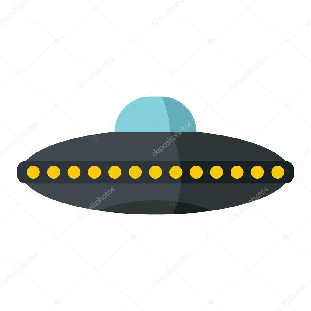 Flat cartoon spaceship ufo object isolated on white background