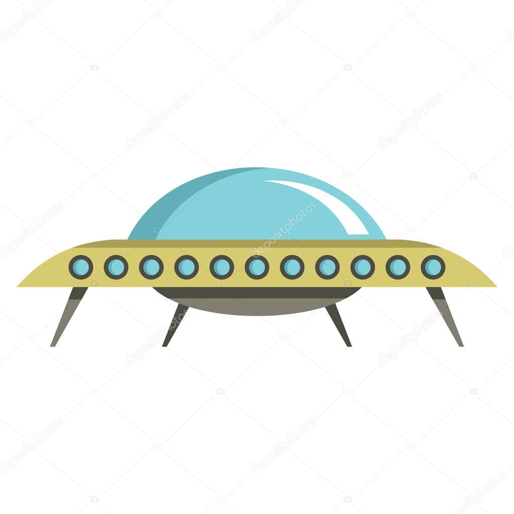 Flat cartoon spaceship ufo object isolated on white background