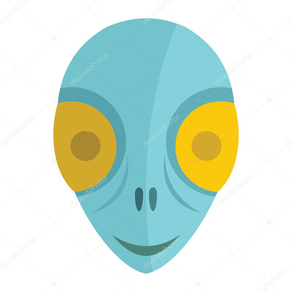 Cartoon flat alien head isolated on white background
