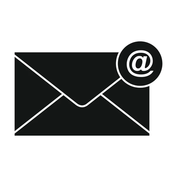 Flat black mail letter icon — Stock Vector