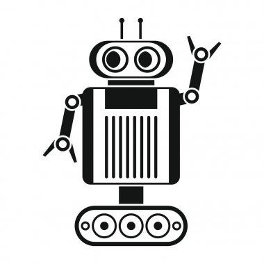 Siyah düz siluet stil komik vektör robot