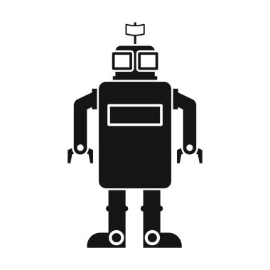 Siyah düz siluet stil komik vektör robot