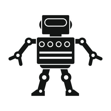 Siyah düz siluet stil komik vektör robot