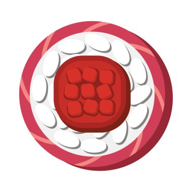 Asya suşi yemek illüstrasyon karikatür tarzı