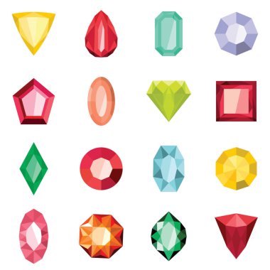 Mücevher çizgi film düz stile ayarla