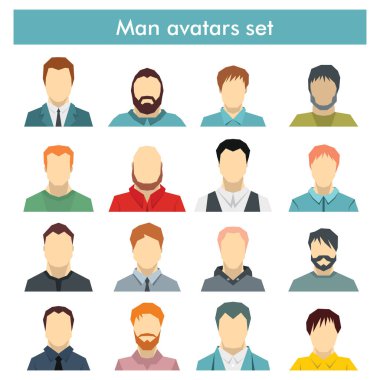 Man avatars set in flat style clipart