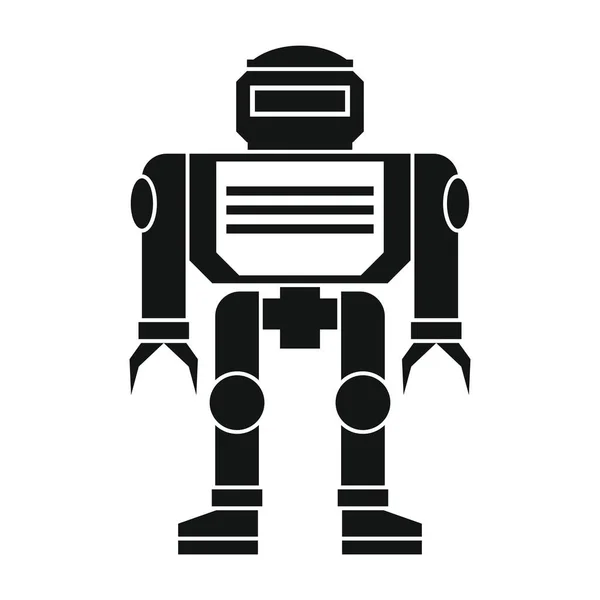 Robot vecteur drôle de style silhouette plate noire — Image vectorielle