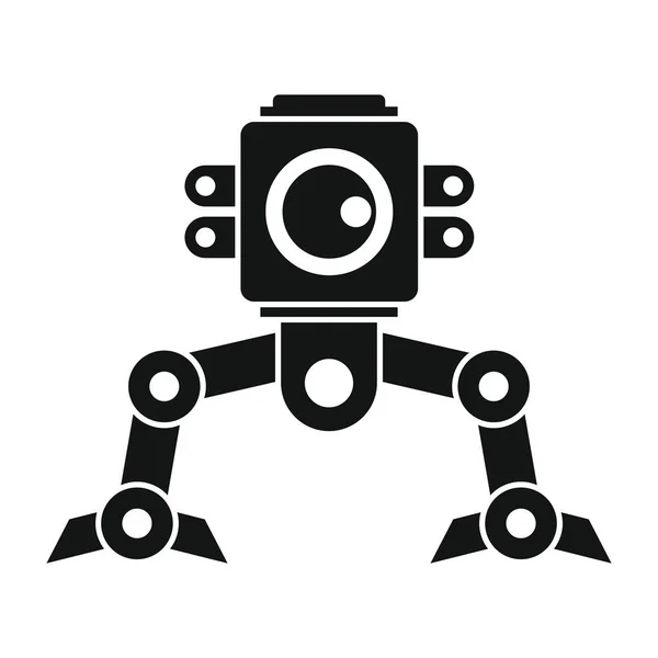 Robot vecteur drôle de style silhouette plate noire — Image vectorielle