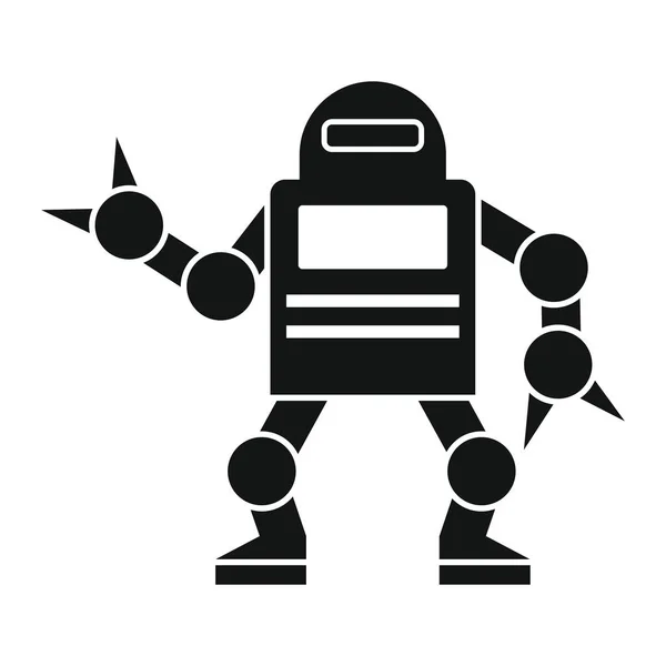 Robot vectorial divertido en estilo silueta plana negra — Vector de stock