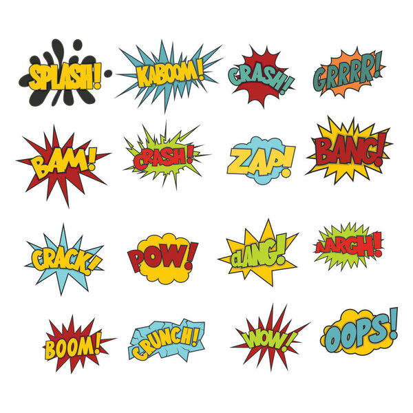 Comic sound effect boobles set