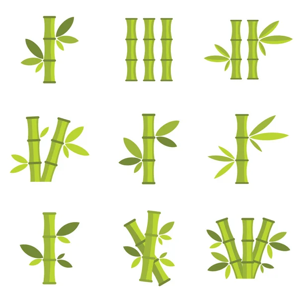 Bamboo vector icons set isolated on white background — Stock Vector
