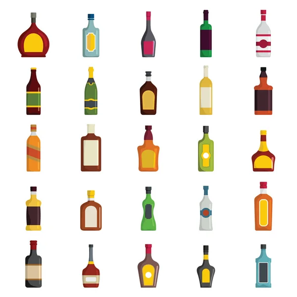Bebidas alcohólicas botellas gran conjunto de vectores — Vector de stock
