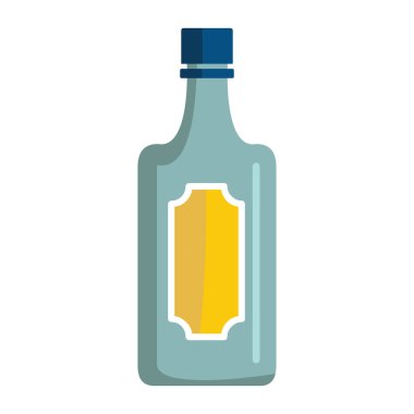 Beyaz arka plan üzerinde izole alkollü içki şişesiyle