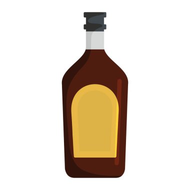 Beyaz arka plan üzerinde izole alkollü içki şişesiyle