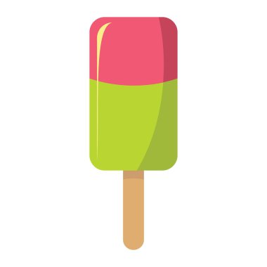 Dondurma meyve krem beyaz arka plan çizgi film düz vektör çizim çubuğa maddeler