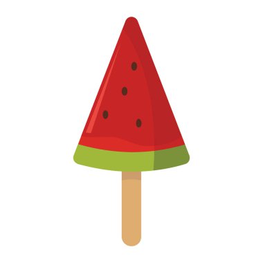 Dondurma beyaz arka plan çizgi film düz vektör çizim çubuğa karpuz krem malzemelerin