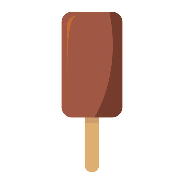 Crème glacée de chocolat ingrédients en bâton sur fond blanc dessin animé plat vecteur illustration — Image vectorielle