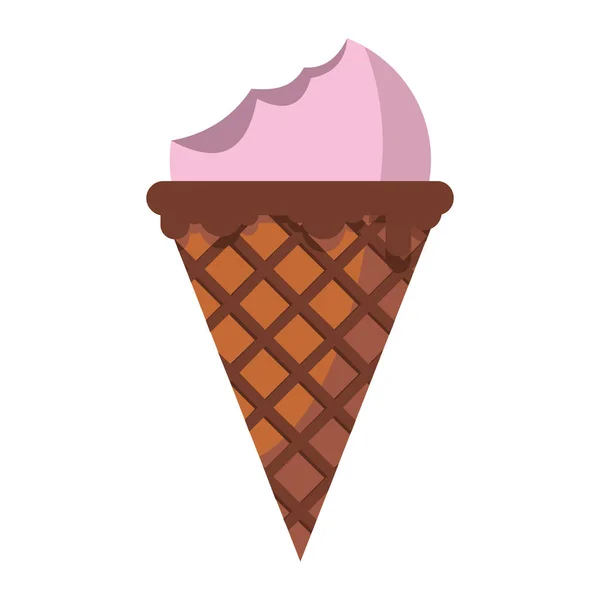 冰激淋的 cherrychocolate 成分在硅片锥上白色背景卡通平面矢量图 — 图库矢量图片