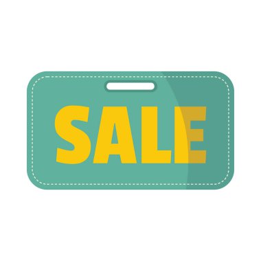 Senin tasarım vektör illüstrasyon izole beyaz arka plan üzerinde Satılık metin ile plastik düz tabela