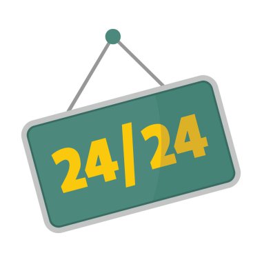 Saat tasarım vektör illüstrasyon izole beyaz arka plan üzerinde çalışmak için metin ile ahşap tabela