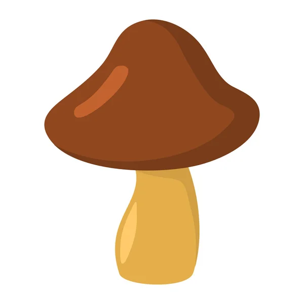 Champignon avec chapeau brun sur fond blanc élément pour la conception des champignons — Image vectorielle